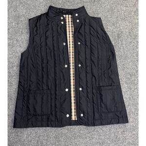 Daks Signature Classic Quilted Navy Blue Plaid Lined Vest Size 44 Large